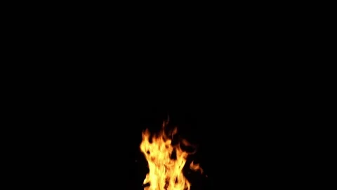 Fire flames on a black background. Flame border close up. Sparks from a campfire Stock Footage 200703517