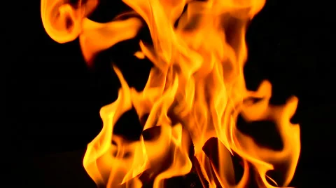 Fire flames on black background Stock Footage 68350129