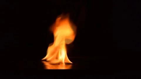Fire flames on black background Stock Footage 76218683