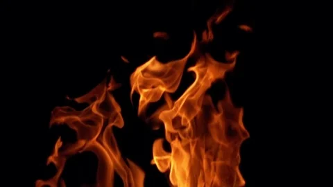 Fire flames on black background Stock Footage 78507878