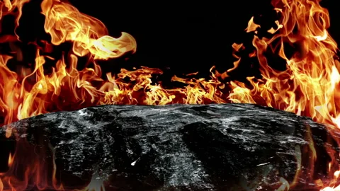 Fire flames on black background. Stock Footage 92837694
