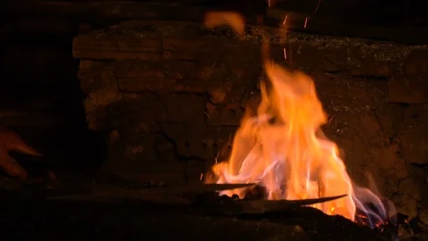 Fire flames on black background. Stock Footage 120551874