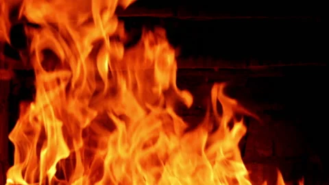 Fire flames on black background Stock Footage 144159643