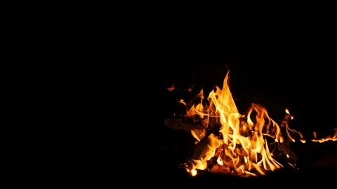 Fire Flames on Black Background Stock Footage 284668612