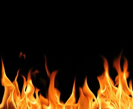 Fire flames on black background. high resolution image. Stock Photos