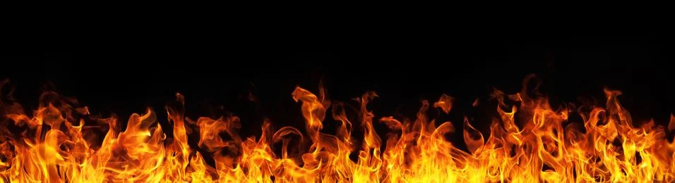 Fire flames on black background Stock Illustration