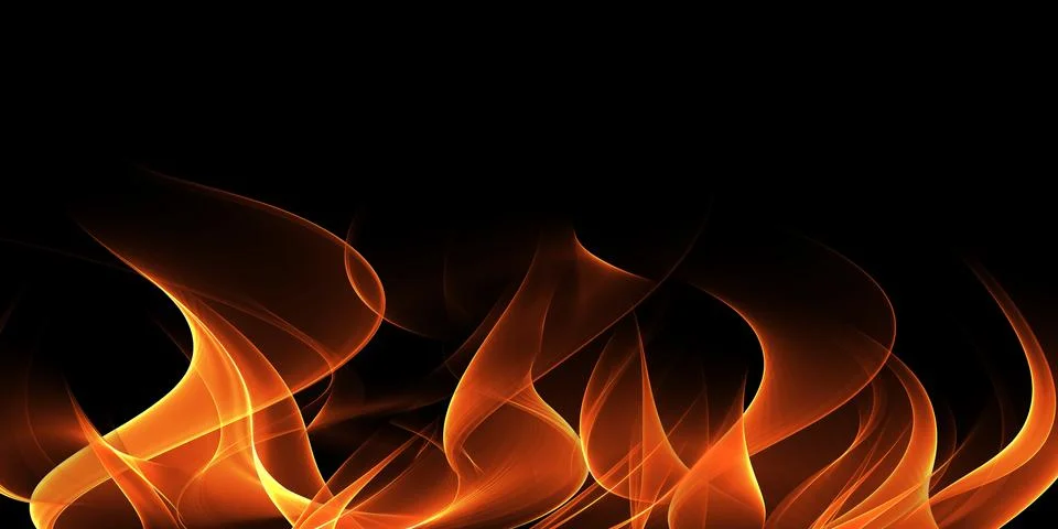 Fire flames on black background Stock Illustration