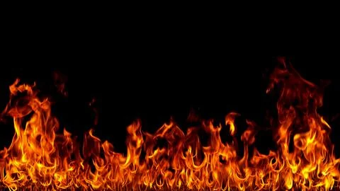 Fire flames on black background. Stock Illustration