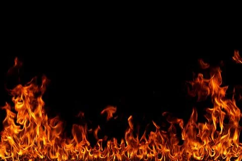 Fire flames on black background. Stock Illustration