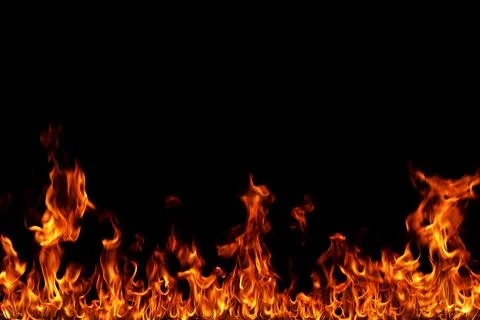 Fire flames on black background. Stock Illustration