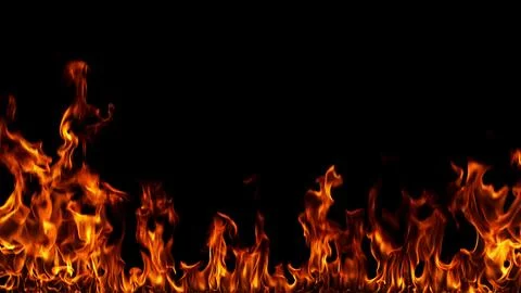 Fire flames on black background. Stock Illustration