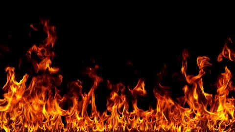 Fire flames on black background. Stock Illustration