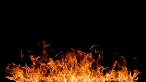 Fire flames on black background. Illustrazione stock