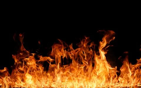 Fire flames on black background. 스톡 일러스트