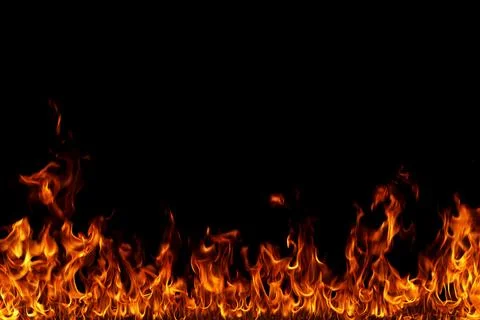 Fire flames on black background. Stock Illustration