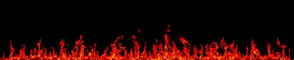 Fire flames on black background Illustrazione stock