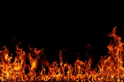 Fire flames on black background. Stock Illustration