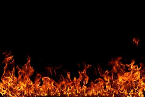 Fire flames on black background. Stock Illustration