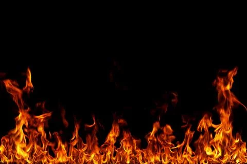 Fire flames on black background. Stock Illustration