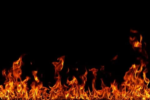 Fire flames on black background. Stock Illustration