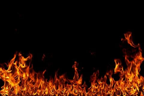Fire flames on black background. Stock Illustration