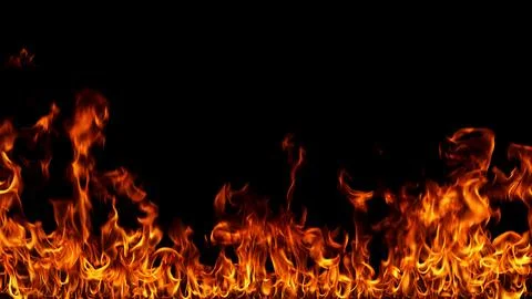 Fire flames on black background. Stock Illustration