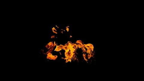 Fire flames on black background isolated. Burning gas or gasoline burns with Stock Photos