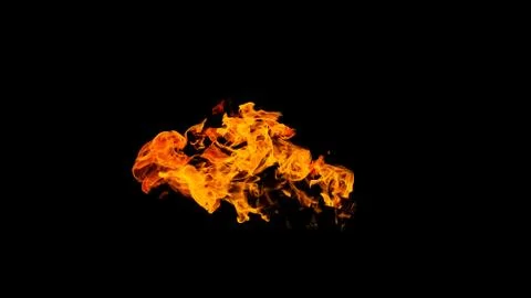 Fire flames on black background isolated. Burning gas or gasoline burns with  Stock Photos