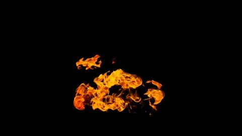 Fire flames on black background isolated. Burning gas or gasoline burns with  Stock Photos