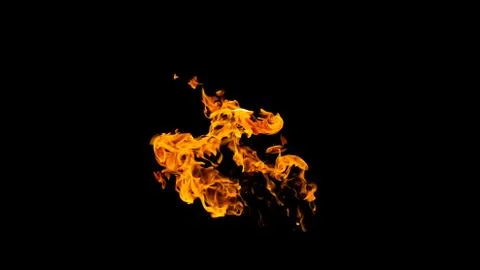 Fire flames on black background isolated. Burning gas or gasoline burns with  Stock Photos