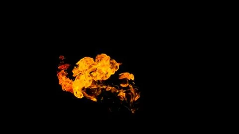 Fire flames on black background isolated. Burning gas or gasoline burns with  Stock Photos