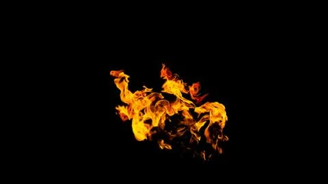 Fire flames on black background isolated. Burning gas or gasoline burns with  Stock Photos