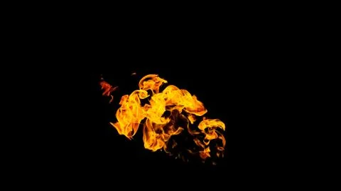 Fire flames on black background isolated. Burning gas or gasoline burns with  Stock Photos
