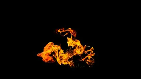 Fire flames on black background isolated. Burning gas or gasoline burns with  Stock Photos