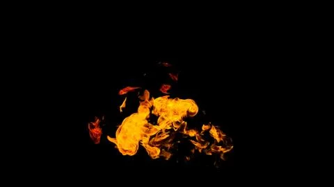 Fire flames on black background isolated. Burning gas or gasoline burns with  Stock Photos