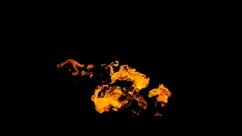 Fire flames on black background isolated. Burning gas or gasoline burns with  Stock Photos