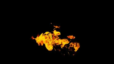 Fire flames on black background isolated. Burning gas or gasoline burns with  Stock Photos