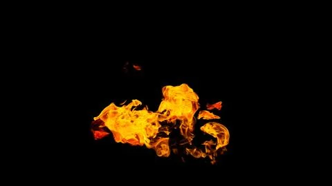 Fire flames on black background isolated. Burning gas or gasoline burns with  Stock Photos