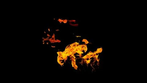 Fire flames on black background isolated. Burning gas or gasoline burns with  Stock Photos