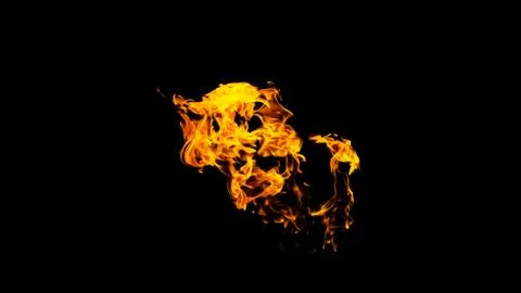 Fire flames on black background isolated. Burning gas or gasoline burns with Stock Photos