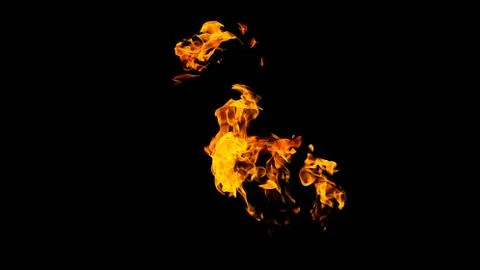Fire flames on black background isolated. Burning gas or gasoline burns with Stock Photos