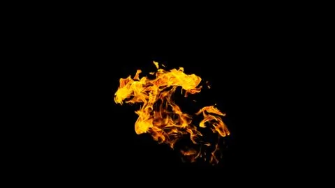 Fire flames on black background isolated. Burning gas or gasoline burns with Stock Photos