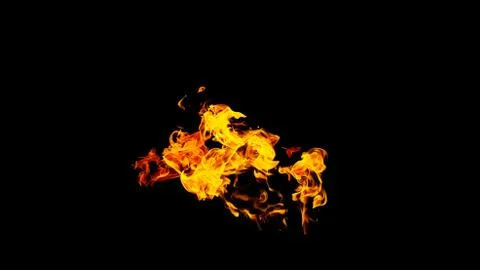 Fire flames on black background isolated. Burning gas or gasoline burns with Stock Photos