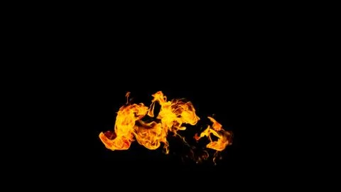 Fire flames on black background isolated. Burning gas or gasoline burns with Stock Photos