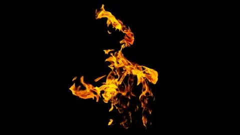 Fire flames on black background isolated. Burning gas or gasoline burns with Stock Photos