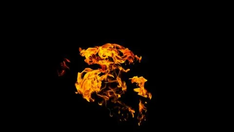 Fire flames on black background isolated. Burning gas or gasoline burns with  Stock Photos