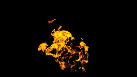 Fire flames on black background isolated. Burning gas or gasoline burns with  Stock Photos