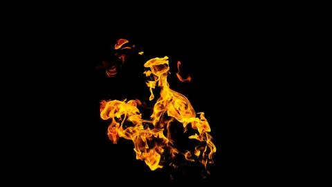 Fire flames on black background isolated. Burning gas or gasoline burns with  Stock Photos