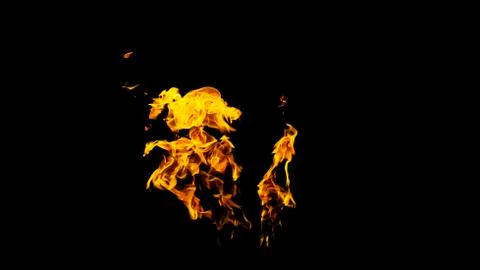 Fire flames on black background isolated. Burning gas or gasoline burns with  Stock Photos