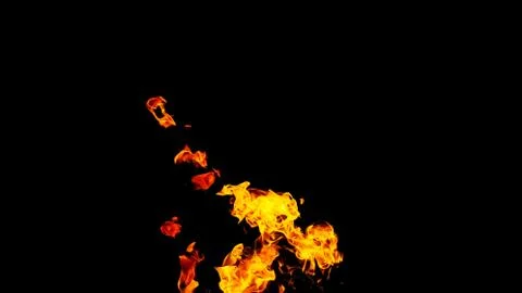 Fire flames on black background isolated. Burning gas or gasoline burns with Stock Photos